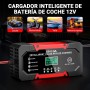 YDBAO Cargador Baterias Coche 12V 10A Cargador de baterías de Coche Inteligente con función de reparación Pantalla LCD y