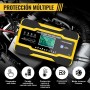 YDBAO Cargador Baterias Coche 12V 10A Cargador de baterías de Coche Inteligente con función de reparación Pantalla LCD y