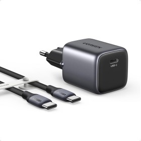 UGREEN Nexode 30W Cargador USB C GAN con Cable Type C Silicona de 1M para Google Pixel 7 Pro 6A, dji Mini 3, Carga Rapida