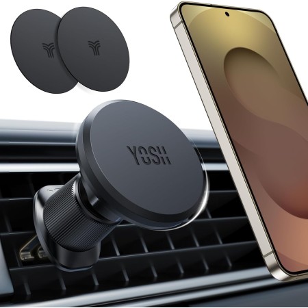 YOSH Soporte Movil Coche Iman, Soporte Magnetico Teléfono Coche para Aire Ventilación, Imanes Mejorados Más Fuertes & Súper