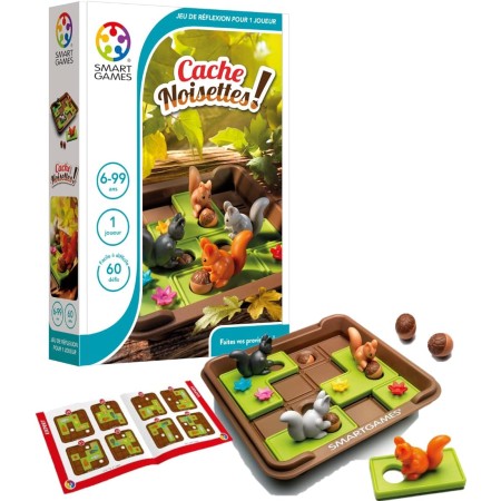 SmartGames - Cache Noisettes - Puzzle y Juego de Lógica - Mantén tus provisiones a salvo - 60 Desafíos de Niveles Diferentes - 1