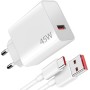 45W Cargador USB y Cable USB C para XiaoMi Redmi Note 14 Pro 5G Poco X7 M7, Turbo Carga Rápida Adaptador Cargador y Tipo C Cable