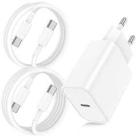 20W Cargador Carga Rapida para iPhone 16/15 Pro MAX Plus,USB C Enchufe con 2M+1M Cable para iPhone 16/15 MAX Plus/iPad Pro/iPad