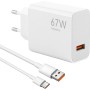 Cargador Xiaomi 67W USB C, Cargador Rápido para Xiaomi 15 14 13T 12 Pro Redmi Note 13 Pro 12 11 Poco X6 X5 F5 F4 con Cable Tipo