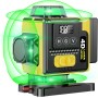 Modo de PulsoNivel Laser Autonivelante 4 x 360 ° Nivel Láser Verde 16 Líneas Montaje en Pared, Control Remoto, Base Magnética,