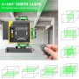 Modo de PulsoNivel Laser Autonivelante 4 x 360 ° Nivel Láser Verde 16 Líneas Montaje en Pared, Control Remoto, Base Magnética,
