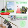 Modo de PulsoNivel Laser Autonivelante 4 x 360 ° Nivel Láser Verde 16 Líneas Montaje en Pared, Control Remoto, Base Magnética,
