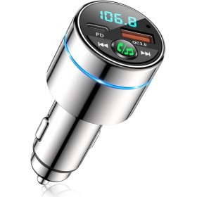 Mohard Transmisor FM Bluetooth Coche 5.3, Metal PD 30W & QC3.0 18W Cargador Coche Rápido, Manos Libres Receptor Música Bluetooth