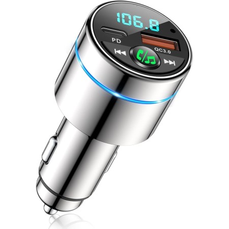 Mohard Transmisor FM Bluetooth Coche 5.3, Metal PD 30W & QC3.0 18W Cargador Coche Rápido, Manos Libres Receptor Música Bluetooth