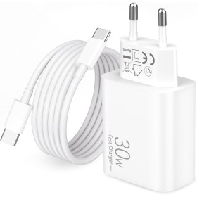 30W Cargador USB C Carga Rapida PD Enchufe para iPhone 16/16e/15 Pro MAX/Plus, iPad Pro 13/11/12.9, iPad 10, Air 13/11, Cargador