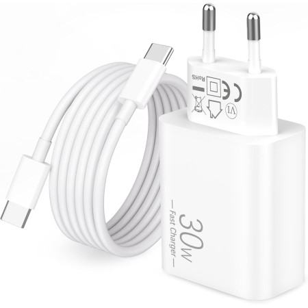30W Cargador USB C Carga Rapida PD Enchufe para iPhone 16/16e/15 Pro MAX/Plus, iPad Pro 13/11/12.9, iPad 10, Air 13/11, Cargador