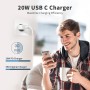 Cargador USB C, Enchufe for iPhone 16/16 Pro/16 Pro Max/16 Plus/15/14/13/12/11/8/XS/XR/SE, Pad, 20W USBC Carga Rapido Tipo C