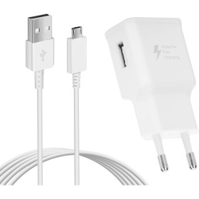 Cargador de Carga Rapida USB con 1,5M Cable Micro USB para Samsung Galaxy S7/S6/Edge/S5/S4/S3/J7/J5/J3/Note 5, Tab S2, Sony,