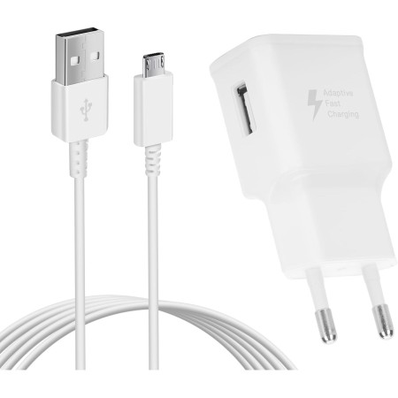 Cargador de Carga Rapida USB con 1,5M Cable Micro USB para Samsung Galaxy S7/S6/Edge/S5/S4/S3/J7/J5/J3/Note 5, Tab S2, Sony,