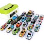 MXTIMWAN Coches Juguete, 21 Piezas Micro Machines Cars, Coche de Carreras Clásico con Organizador, Coches de Juguete Metalicos,