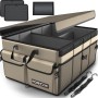 FORTEM Organizador de Maletero Coche y SUV - Caja Plegable con 3 Compartimentos Extra Grande con Bolsa Nevera - Base