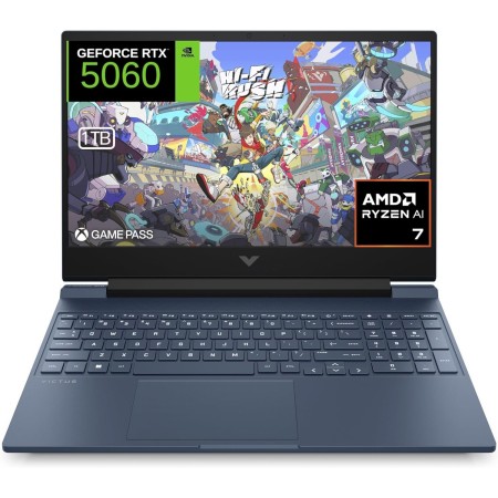 HP Victus 15-fb2004ns - Ordenador portátil Gaming de 15.6" FHD AMD Ryzen 7 8845HS, 16GB RAM, 1TB SSD, NVIDIA GeForce RTX 4060,
