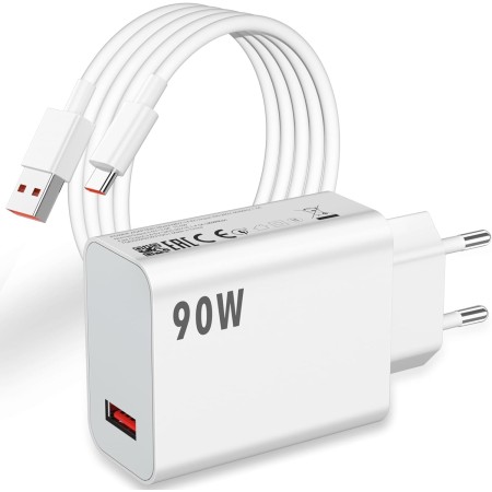 90W Cargador y Cable USB C para Xiaomi Poco X7 Pro F7 F6 5G HyperCharge Carga Turbo Adaptador 1 Metro Cable 6A Rapida Carga
