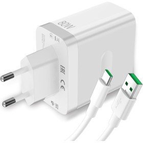 80W Cargador USB y Cable USB C para OPPO Find X6 X8 X5 Pro 5G,SUPERVOOC Carga Rápida Tipo C Cable 1M Carga Flash y Adaptador de