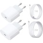 Cargador USB C Dual de 20W con Cable iPhone de 2M + Cable Cargador iPhone de 1M, Cargador iPhone Carga Rapida para iPhone 14/13/
