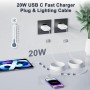 Cargador USB C Dual de 20W con Cable iPhone de 2M + Cable Cargador iPhone de 1M, Cargador iPhone Carga Rapida para iPhone 14/13/