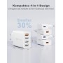 Cargador USB Multiple, 33W QC3.0 4 Puertos Enchufe USB Carga Rapida 33W Cargador Movil para iPhone 14/13/12/11 Pro