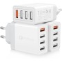 Cargador USB Multiple, 33W QC3.0 4 Puertos Enchufe USB Carga Rapida 33W Cargador Movil para iPhone 14/13/12/11 Pro