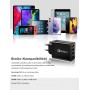 Cargador USB Multiple, 33W QC3.0 4 Puertos Enchufe USB Carga Rapida 33W Cargador Movil para iPhone 14/13/12/11 Pro
