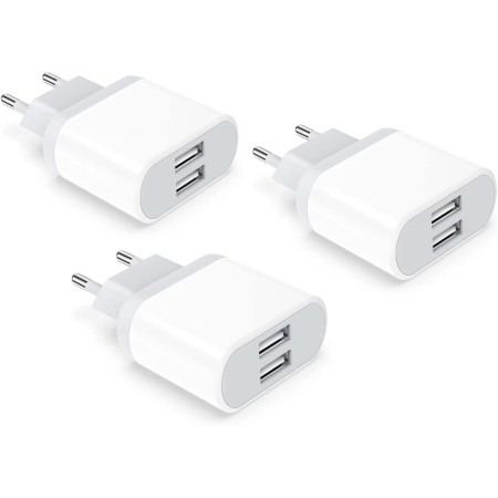 Enchufe USB, 2.1A/5V 3-Pack Cargador for iPhone 14 13 12 11 Pro MAX XS XR X 8 7 6 6S Plus SE 5 5S, Samsung Galaxy, Adaptador