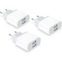 Enchufe USB, 2.1A/5V 3-Pack Cargador for iPhone 14 13 12 11 Pro MAX XS XR X 8 7 6 6S Plus SE 5 5S, Samsung Galaxy, Adaptador