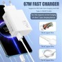 Cargador Xiaomi 67W, Cargador de Pared Rápido para Redmi Note 13 Pro, Xiaomi 15,14, 13, 12, 12t, 12s, K60, K50, 11, 11s, 12