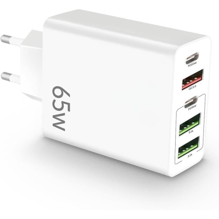 65W Cargador USB C,5 Puertos USB C Carga Rápida, 5 en 1 Bloque de Carga Dual PD+QC,Carga Rapida Multiple para iPhone