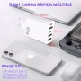 65W Cargador USB C,5 Puertos USB C Carga Rápida, 5 en 1 Bloque de Carga Dual PD+QC,Carga Rapida Multiple para iPhone