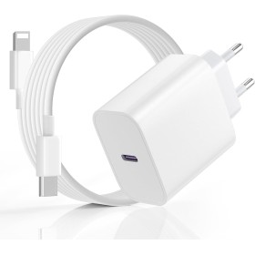 Cargador para iPhone Carga Rapida 20W Cargador para iPhone 14 13, PD3.0 USB C Enchufe con 2M Cable Light-Ning para iPhone 14