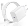 Cargador para iPhone Carga Rapida 20W Cargador para iPhone 14 13, PD3.0 USB C Enchufe con 2M Cable Light-Ning para iPhone 14