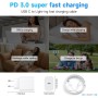 Cargador para iPhone Carga Rapida 20W Cargador para iPhone 14 13, PD3.0 USB C Enchufe con 2M Cable Light-Ning para iPhone 14