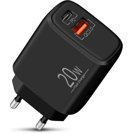 Cargador USB C, 2-Puerto 20W Adaptador Tipo C para iPhone 16/16 Pro MAX Plus 15 14 13 12 11 X XS SE Mini 16e, iPad, AirPods,
