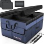 FORTEM Organizador de Maletero Coche y SUV - Caja Plegable con 3 Compartimentos Extra Grande con Bolsa Nevera - Base