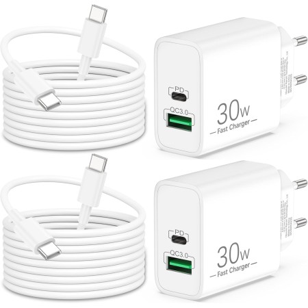 30W 2-Puerto Rapida Cargador para iPhone 16/16e/16 Pro MAX Plus, iPhone 15/15Pro MAX, iPad Pro Air, iPad 10/11 Generación,