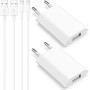 Cargador iPhone, 4er-Pack 5W Enchufes USB A y Cables de Carga 2M Compatible for iPhone 8 7 6 6S 5S 5C SE 2020 14 13 12 11 Pro