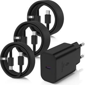 Cargador USB C Carga Rapida para Samsung Galaxy S24/S25/S23 Ultra,Cargador Samsung 45W con Cable USB C de 2M+2M+1M,Carga Rapido