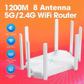 Enrutador inalámbrico de 8 antenas, repetidor WIFI externo de 1200G y 