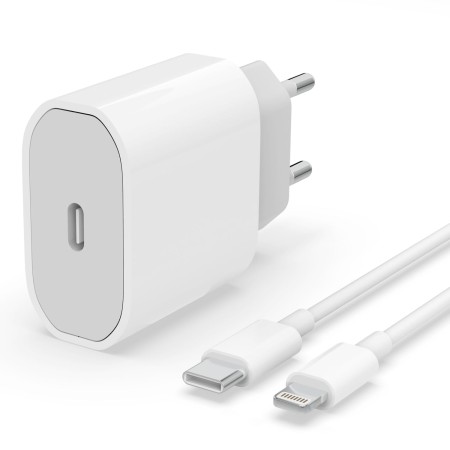 Cargador Rápido USB C de 20W con Cable USB C a Lightning 1m Certificado MFi for iPhone 14/14 Pro/14 Pro Max/14