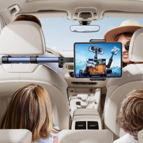 TRYONE Soporte Tablet Coche Reposacabezas [46CM Brazo Largo] [3 en 1 Extensible ] Porta Accesorios Carro, Sujeta Camper para