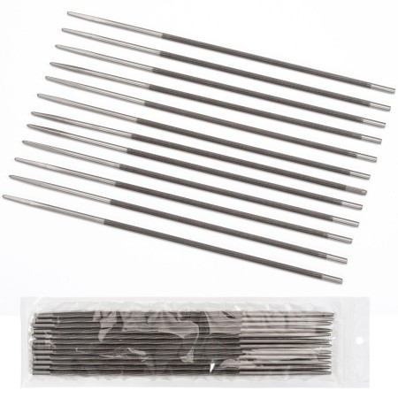 Paquete de 12 limas para motosierra, lima redonda de 4 mm, limas para motosierra de aleación, lima de cadena para cadenas de