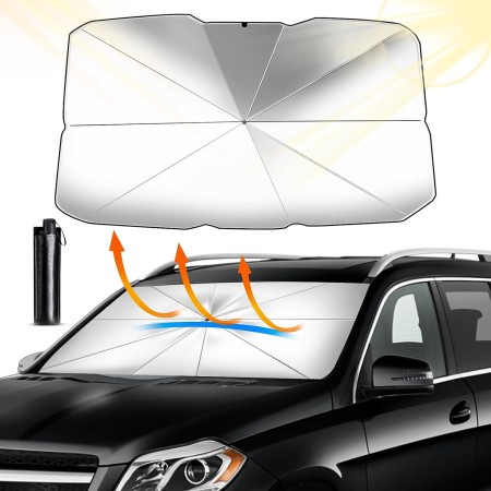 D-Lumina Parasol Coche Delantero,Parasol Coche Delantero Plegable,con Anti UV Rayos, Fácil de Instalary Almacenar, para Mayoría