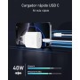Cargador 40W USB C de Carga Rápida para iPhone 16/16 Pro/16 Pro Max/16 Plus/15/15 Plus/iPad Pro/iPad Air, con Cable de 2M