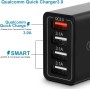 Cargador USB, Adaptador de Carga USB de 4 Puertos con Cargador Rápido Inteligente QC 3.0 de 33W, Enchufe de Corriente USB