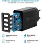 Cargador USB, Adaptador de Carga USB de 4 Puertos con Cargador Rápido Inteligente QC 3.0 de 33W, Enchufe de Corriente USB