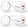 RAVIAD Cargador USB C Carga Rapida 20W, 2Pcs USB C Enchufe Rapido 2-Puerto y Cable Tipo C Carga Rapida 2M, Carga Rapida Tipo C